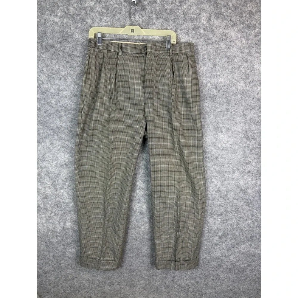 Vintage Polo Ralph Lauren Pants Men's 33 Trousers Wool Houndstooth 90s Tweed